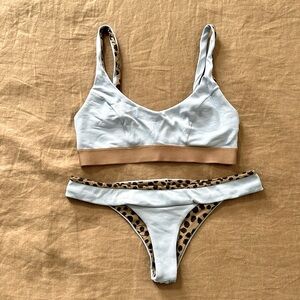 Boys & Arrows Blue and Leopard Ribbed Bikini